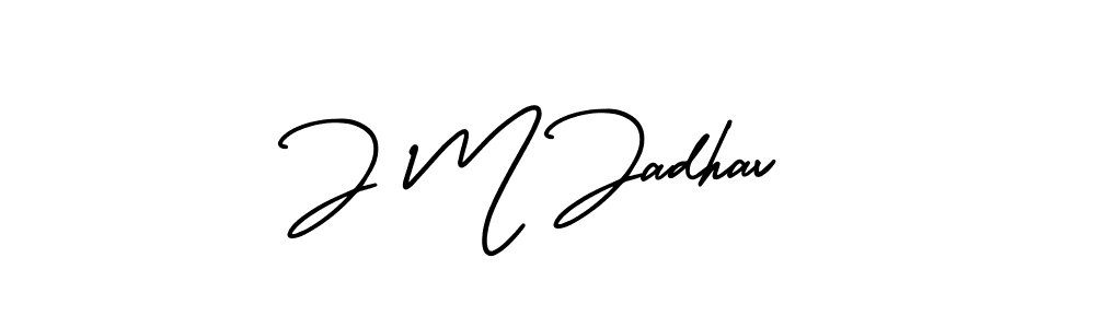 You should practise on your own different ways (AmerikaSignatureDemo-Regular) to write your name (J M Jadhav) in signature. don't let someone else do it for you. J M Jadhav signature style 3 images and pictures png