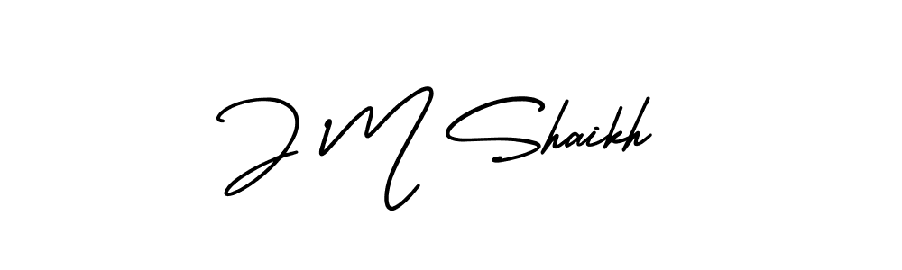 How to make J M Shaikh name signature. Use AmerikaSignatureDemo-Regular style for creating short signs online. This is the latest handwritten sign. J M Shaikh signature style 3 images and pictures png