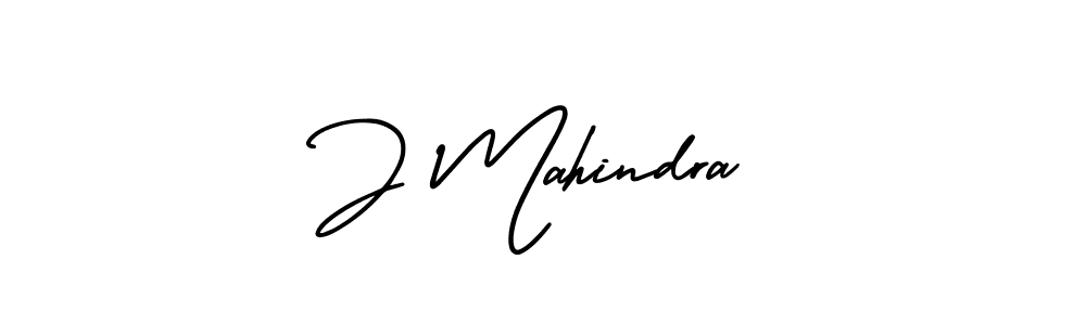 How to make J Mahindra name signature. Use AmerikaSignatureDemo-Regular style for creating short signs online. This is the latest handwritten sign. J Mahindra signature style 3 images and pictures png