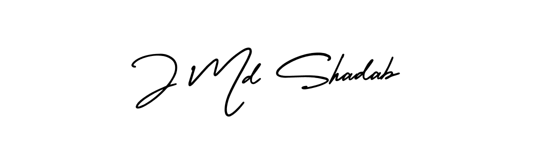 You should practise on your own different ways (AmerikaSignatureDemo-Regular) to write your name (J Md Shadab) in signature. don't let someone else do it for you. J Md Shadab signature style 3 images and pictures png