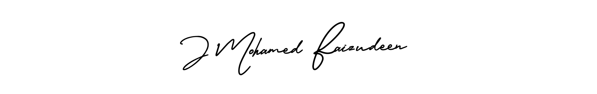 Design your own signature with our free online signature maker. With this signature software, you can create a handwritten (AmerikaSignatureDemo-Regular) signature for name J Mohamed Faizudeen. J Mohamed Faizudeen signature style 3 images and pictures png
