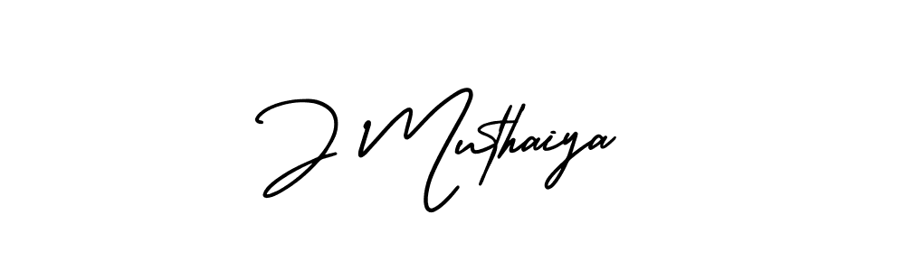 if you are searching for the best signature style for your name J Muthaiya. so please give up your signature search. here we have designed multiple signature styles  using AmerikaSignatureDemo-Regular. J Muthaiya signature style 3 images and pictures png