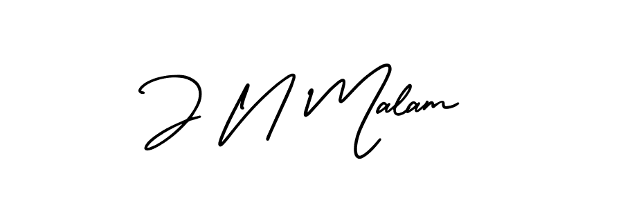 Make a beautiful signature design for name J N Malam. With this signature (AmerikaSignatureDemo-Regular) style, you can create a handwritten signature for free. J N Malam signature style 3 images and pictures png
