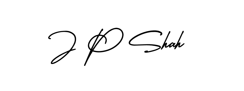 How to make J P Shah name signature. Use AmerikaSignatureDemo-Regular style for creating short signs online. This is the latest handwritten sign. J P Shah signature style 3 images and pictures png