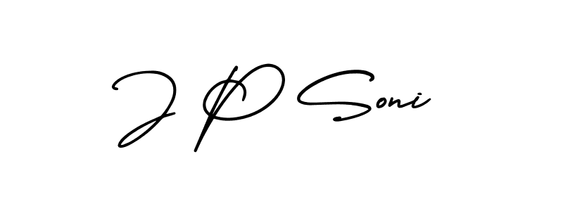 Design your own signature with our free online signature maker. With this signature software, you can create a handwritten (AmerikaSignatureDemo-Regular) signature for name J P Soni. J P Soni signature style 3 images and pictures png