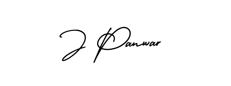 The best way (AmerikaSignatureDemo-Regular) to make a short signature is to pick only two or three words in your name. The name J Panwar include a total of six letters. For converting this name. J Panwar signature style 3 images and pictures png