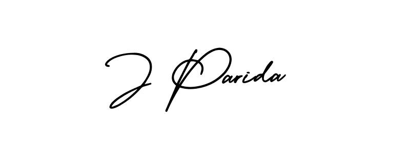 Use a signature maker to create a handwritten signature online. With this signature software, you can design (AmerikaSignatureDemo-Regular) your own signature for name J Parida. J Parida signature style 3 images and pictures png