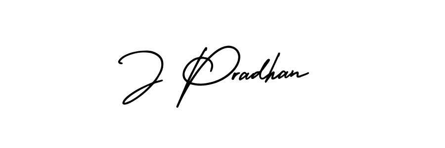 The best way (AmerikaSignatureDemo-Regular) to make a short signature is to pick only two or three words in your name. The name J Pradhan include a total of six letters. For converting this name. J Pradhan signature style 3 images and pictures png