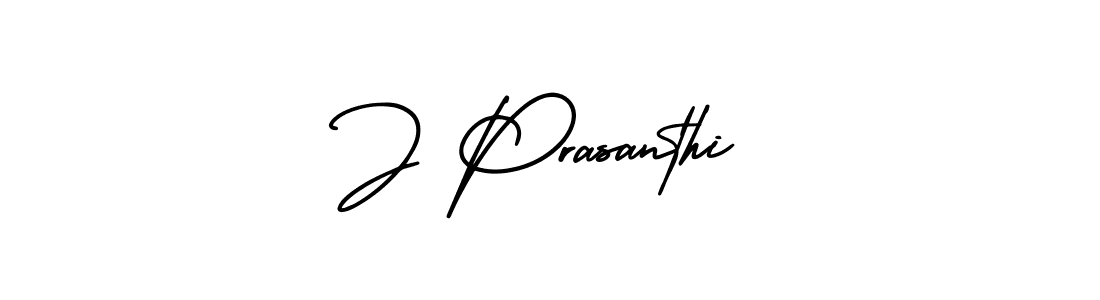 You should practise on your own different ways (AmerikaSignatureDemo-Regular) to write your name (J Prasanthi) in signature. don't let someone else do it for you. J Prasanthi signature style 3 images and pictures png