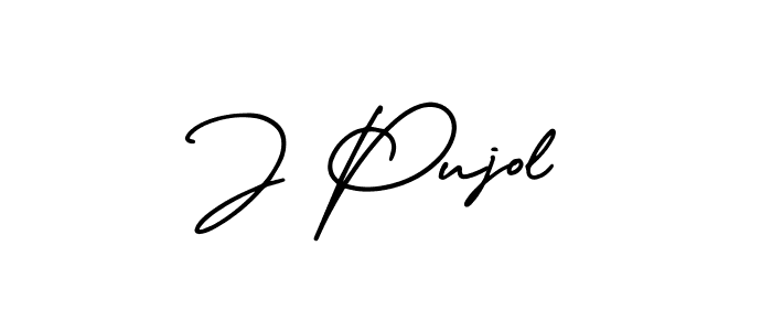 Create a beautiful signature design for name J Pujol. With this signature (AmerikaSignatureDemo-Regular) fonts, you can make a handwritten signature for free. J Pujol signature style 3 images and pictures png