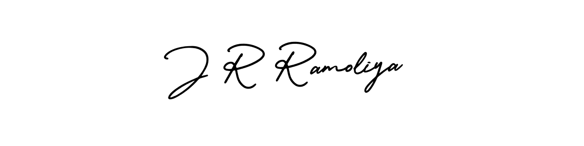 if you are searching for the best signature style for your name J R Ramoliya. so please give up your signature search. here we have designed multiple signature styles  using AmerikaSignatureDemo-Regular. J R Ramoliya signature style 3 images and pictures png