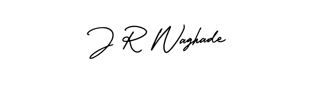 How to make J R Waghade name signature. Use AmerikaSignatureDemo-Regular style for creating short signs online. This is the latest handwritten sign. J R Waghade signature style 3 images and pictures png