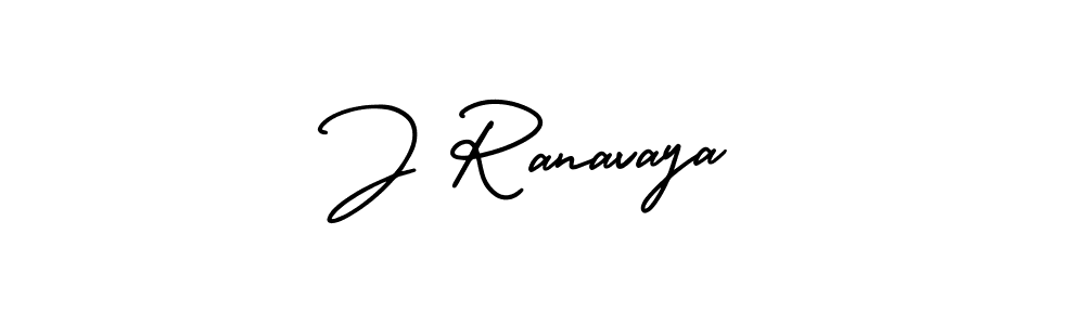 How to make J Ranavaya name signature. Use AmerikaSignatureDemo-Regular style for creating short signs online. This is the latest handwritten sign. J Ranavaya signature style 3 images and pictures png