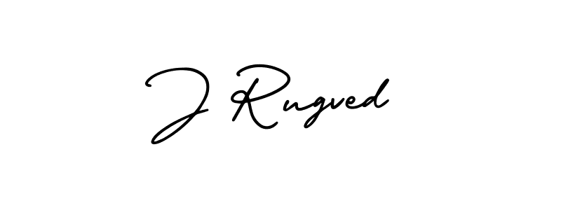 How to make J Rugved name signature. Use AmerikaSignatureDemo-Regular style for creating short signs online. This is the latest handwritten sign. J Rugved signature style 3 images and pictures png