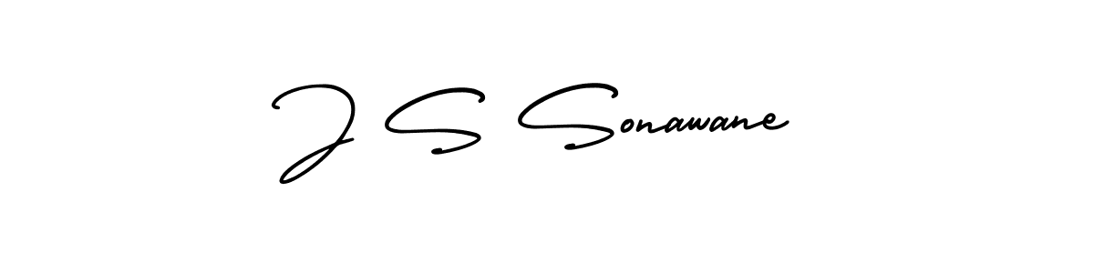 How to make J S Sonawane name signature. Use AmerikaSignatureDemo-Regular style for creating short signs online. This is the latest handwritten sign. J S Sonawane signature style 3 images and pictures png