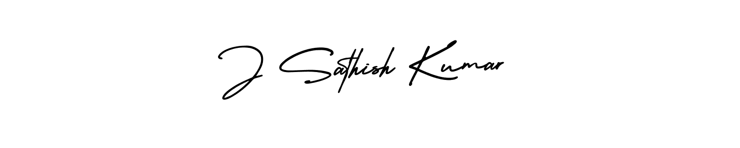 The best way (AmerikaSignatureDemo-Regular) to make a short signature is to pick only two or three words in your name. The name J Sathish Kumar include a total of six letters. For converting this name. J Sathish Kumar signature style 3 images and pictures png