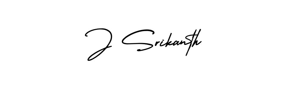 How to make J Srikanth name signature. Use AmerikaSignatureDemo-Regular style for creating short signs online. This is the latest handwritten sign. J Srikanth signature style 3 images and pictures png