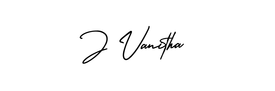 You should practise on your own different ways (AmerikaSignatureDemo-Regular) to write your name (J Vanitha) in signature. don't let someone else do it for you. J Vanitha signature style 3 images and pictures png