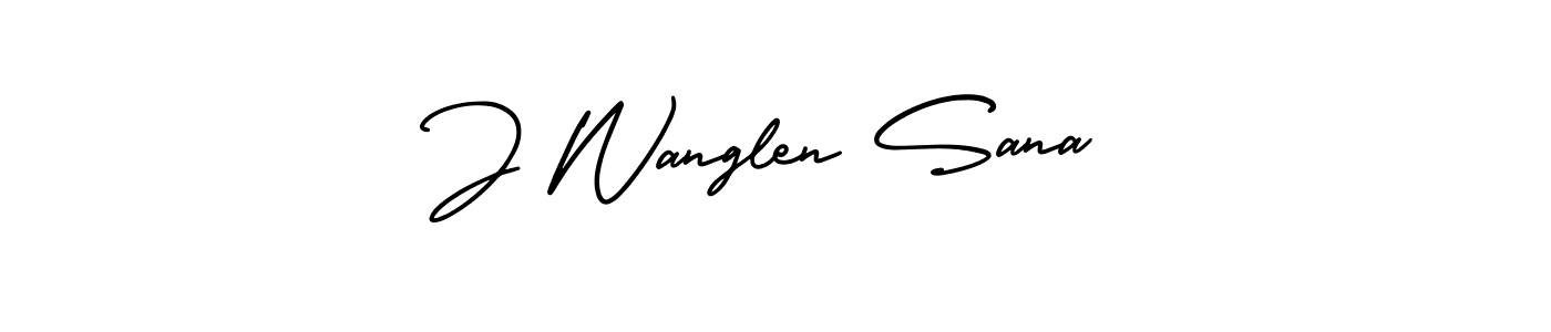 Create a beautiful signature design for name J Wanglen Sana. With this signature (AmerikaSignatureDemo-Regular) fonts, you can make a handwritten signature for free. J Wanglen Sana signature style 3 images and pictures png
