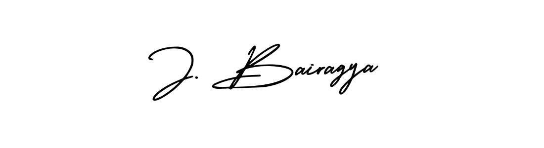 The best way (AmerikaSignatureDemo-Regular) to make a short signature is to pick only two or three words in your name. The name J. Bairagya include a total of six letters. For converting this name. J. Bairagya signature style 3 images and pictures png