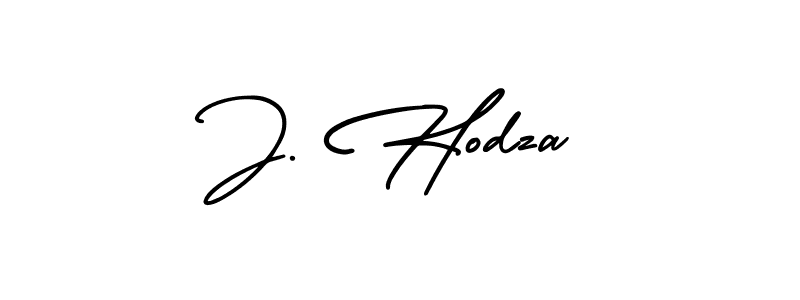 Design your own signature with our free online signature maker. With this signature software, you can create a handwritten (AmerikaSignatureDemo-Regular) signature for name J. Hodza. J. Hodza signature style 3 images and pictures png