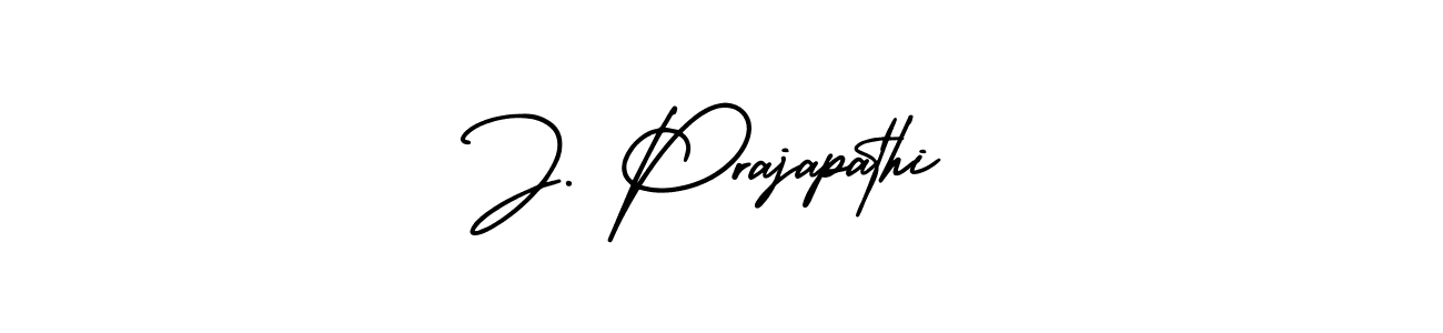 The best way (AmerikaSignatureDemo-Regular) to make a short signature is to pick only two or three words in your name. The name J. Prajapathi include a total of six letters. For converting this name. J. Prajapathi signature style 3 images and pictures png