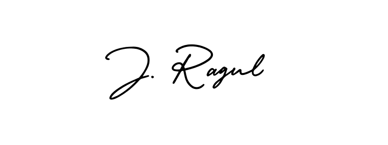 Design your own signature with our free online signature maker. With this signature software, you can create a handwritten (AmerikaSignatureDemo-Regular) signature for name J. Ragul. J. Ragul signature style 3 images and pictures png