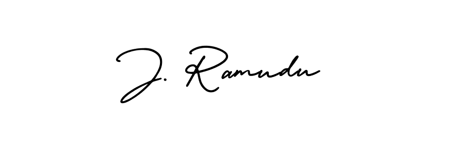 J. Ramudu stylish signature style. Best Handwritten Sign (AmerikaSignatureDemo-Regular) for my name. Handwritten Signature Collection Ideas for my name J. Ramudu. J. Ramudu signature style 3 images and pictures png