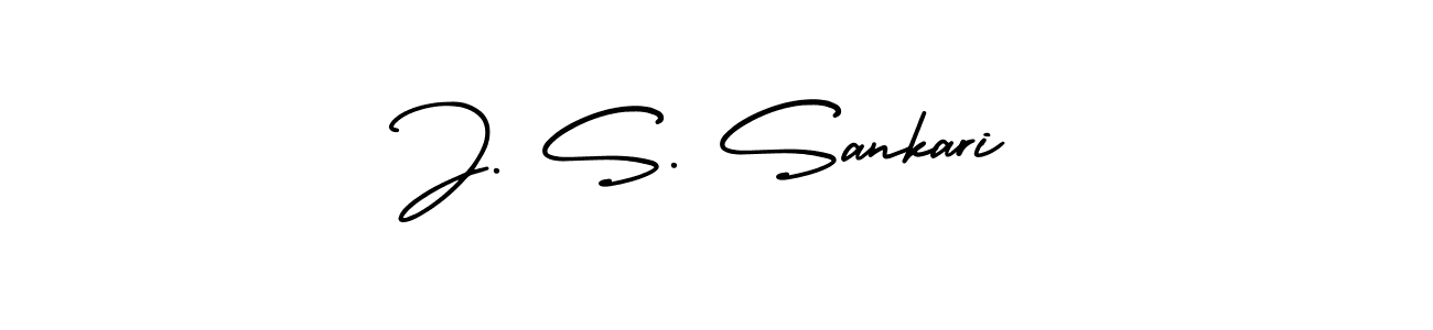 You should practise on your own different ways (AmerikaSignatureDemo-Regular) to write your name (J. S. Sankari) in signature. don't let someone else do it for you. J. S. Sankari signature style 3 images and pictures png