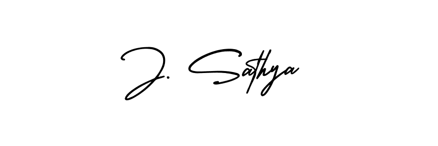 Design your own signature with our free online signature maker. With this signature software, you can create a handwritten (AmerikaSignatureDemo-Regular) signature for name J. Sathya. J. Sathya signature style 3 images and pictures png