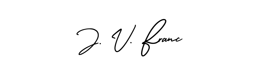 The best way (AmerikaSignatureDemo-Regular) to make a short signature is to pick only two or three words in your name. The name J. V. Franc include a total of six letters. For converting this name. J. V. Franc signature style 3 images and pictures png