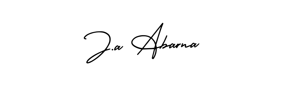 Also You can easily find your signature by using the search form. We will create J.a Abarna name handwritten signature images for you free of cost using AmerikaSignatureDemo-Regular sign style. J.a Abarna signature style 3 images and pictures png