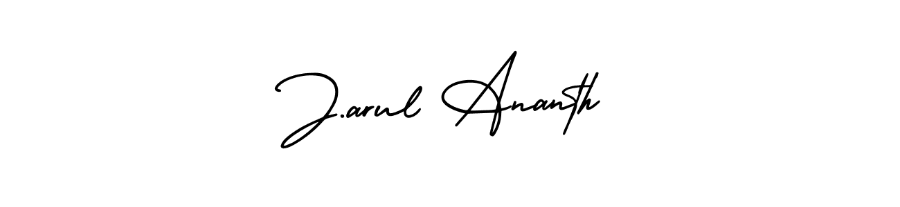 Create a beautiful signature design for name J.arul Ananth. With this signature (AmerikaSignatureDemo-Regular) fonts, you can make a handwritten signature for free. J.arul Ananth signature style 3 images and pictures png