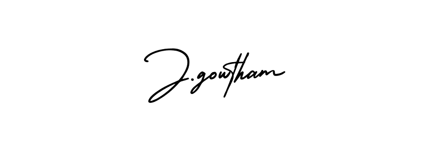 Make a beautiful signature design for name J.gowtham. With this signature (AmerikaSignatureDemo-Regular) style, you can create a handwritten signature for free. J.gowtham signature style 3 images and pictures png