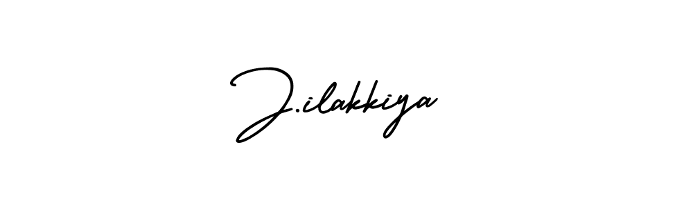 The best way (AmerikaSignatureDemo-Regular) to make a short signature is to pick only two or three words in your name. The name J.ilakkiya include a total of six letters. For converting this name. J.ilakkiya signature style 3 images and pictures png