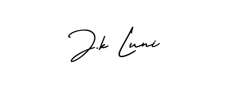 AmerikaSignatureDemo-Regular is a professional signature style that is perfect for those who want to add a touch of class to their signature. It is also a great choice for those who want to make their signature more unique. Get J.k Luni name to fancy signature for free. J.k Luni signature style 3 images and pictures png