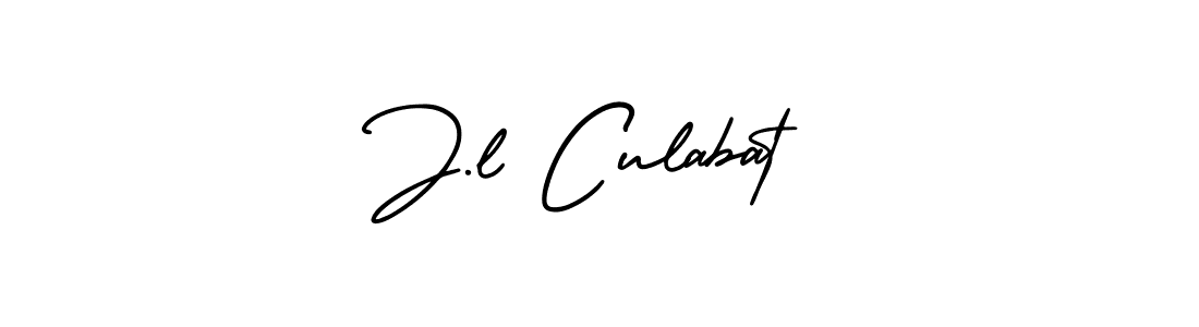 The best way (AmerikaSignatureDemo-Regular) to make a short signature is to pick only two or three words in your name. The name J.l Culabat include a total of six letters. For converting this name. J.l Culabat signature style 3 images and pictures png