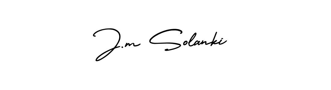 The best way (AmerikaSignatureDemo-Regular) to make a short signature is to pick only two or three words in your name. The name J.m Solanki include a total of six letters. For converting this name. J.m Solanki signature style 3 images and pictures png