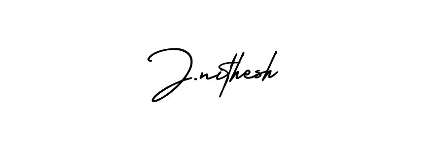 How to Draw J.nithesh signature style? AmerikaSignatureDemo-Regular is a latest design signature styles for name J.nithesh. J.nithesh signature style 3 images and pictures png