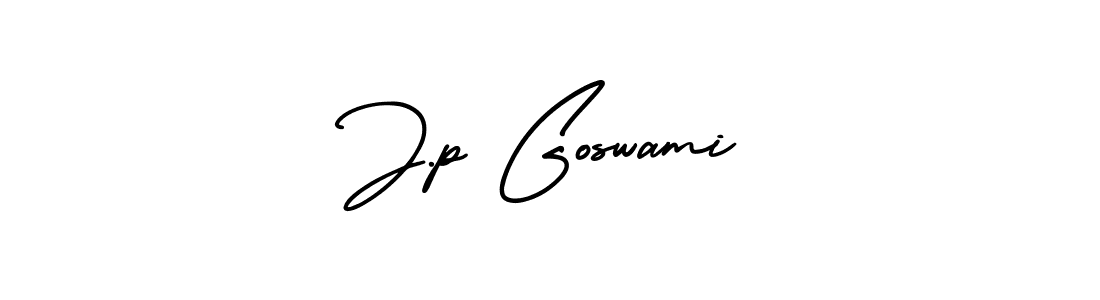 Create a beautiful signature design for name J.p Goswami. With this signature (AmerikaSignatureDemo-Regular) fonts, you can make a handwritten signature for free. J.p Goswami signature style 3 images and pictures png