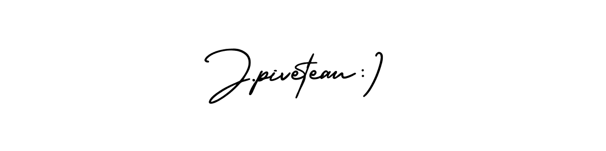 The best way (AmerikaSignatureDemo-Regular) to make a short signature is to pick only two or three words in your name. The name J.piveteau:) include a total of six letters. For converting this name. J.piveteau:) signature style 3 images and pictures png