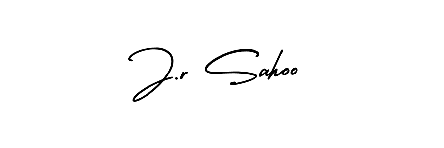 Make a beautiful signature design for name J.r Sahoo. With this signature (AmerikaSignatureDemo-Regular) style, you can create a handwritten signature for free. J.r Sahoo signature style 3 images and pictures png