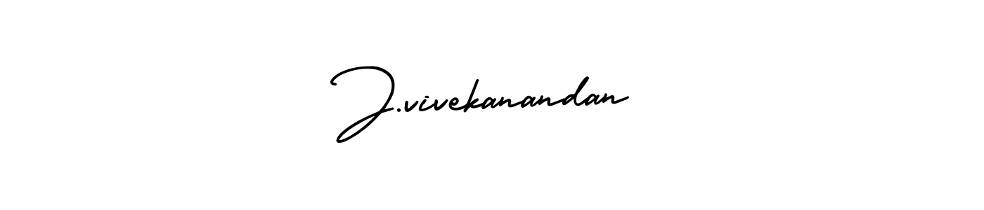 The best way (AmerikaSignatureDemo-Regular) to make a short signature is to pick only two or three words in your name. The name J.vivekanandan include a total of six letters. For converting this name. J.vivekanandan signature style 3 images and pictures png