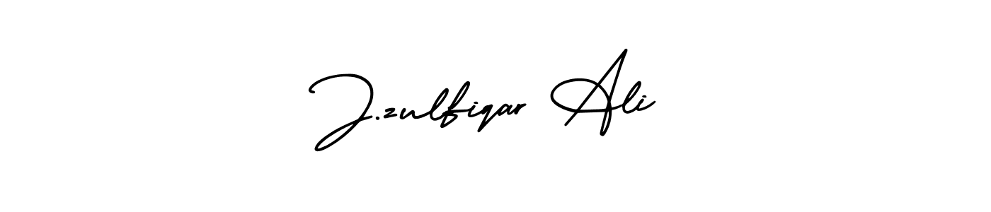 This is the best signature style for the J.zulfiqar Ali name. Also you like these signature font (AmerikaSignatureDemo-Regular). Mix name signature. J.zulfiqar Ali signature style 3 images and pictures png