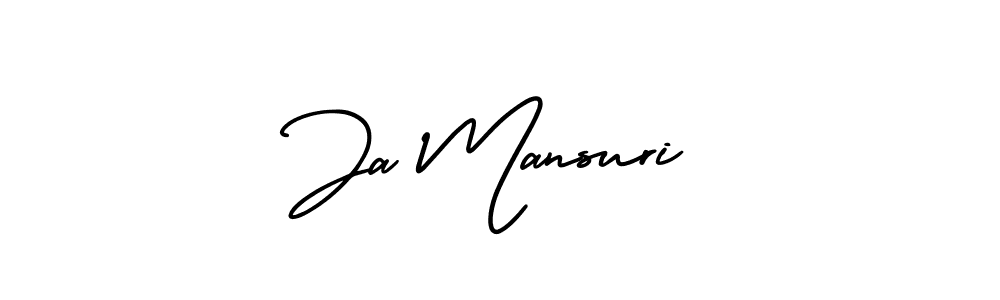 The best way (AmerikaSignatureDemo-Regular) to make a short signature is to pick only two or three words in your name. The name Ja Mansuri include a total of six letters. For converting this name. Ja Mansuri signature style 3 images and pictures png