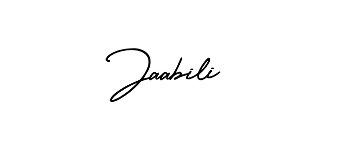 The best way (AmerikaSignatureDemo-Regular) to make a short signature is to pick only two or three words in your name. The name Jaabili include a total of six letters. For converting this name. Jaabili signature style 3 images and pictures png
