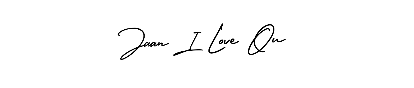 This is the best signature style for the Jaan I Love Ou name. Also you like these signature font (AmerikaSignatureDemo-Regular). Mix name signature. Jaan I Love Ou signature style 3 images and pictures png