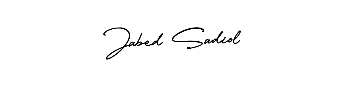 The best way (AmerikaSignatureDemo-Regular) to make a short signature is to pick only two or three words in your name. The name Jabed Sadiol include a total of six letters. For converting this name. Jabed Sadiol signature style 3 images and pictures png