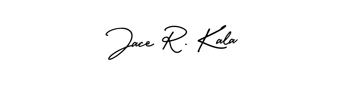 You should practise on your own different ways (AmerikaSignatureDemo-Regular) to write your name (Jace R. Kala) in signature. don't let someone else do it for you. Jace R. Kala signature style 3 images and pictures png