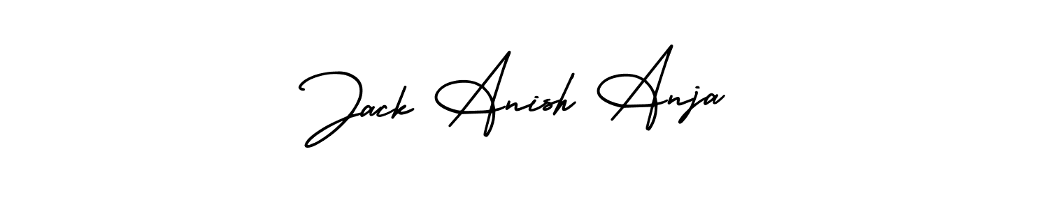 You should practise on your own different ways (AmerikaSignatureDemo-Regular) to write your name (Jack Anish Anja) in signature. don't let someone else do it for you. Jack Anish Anja signature style 3 images and pictures png